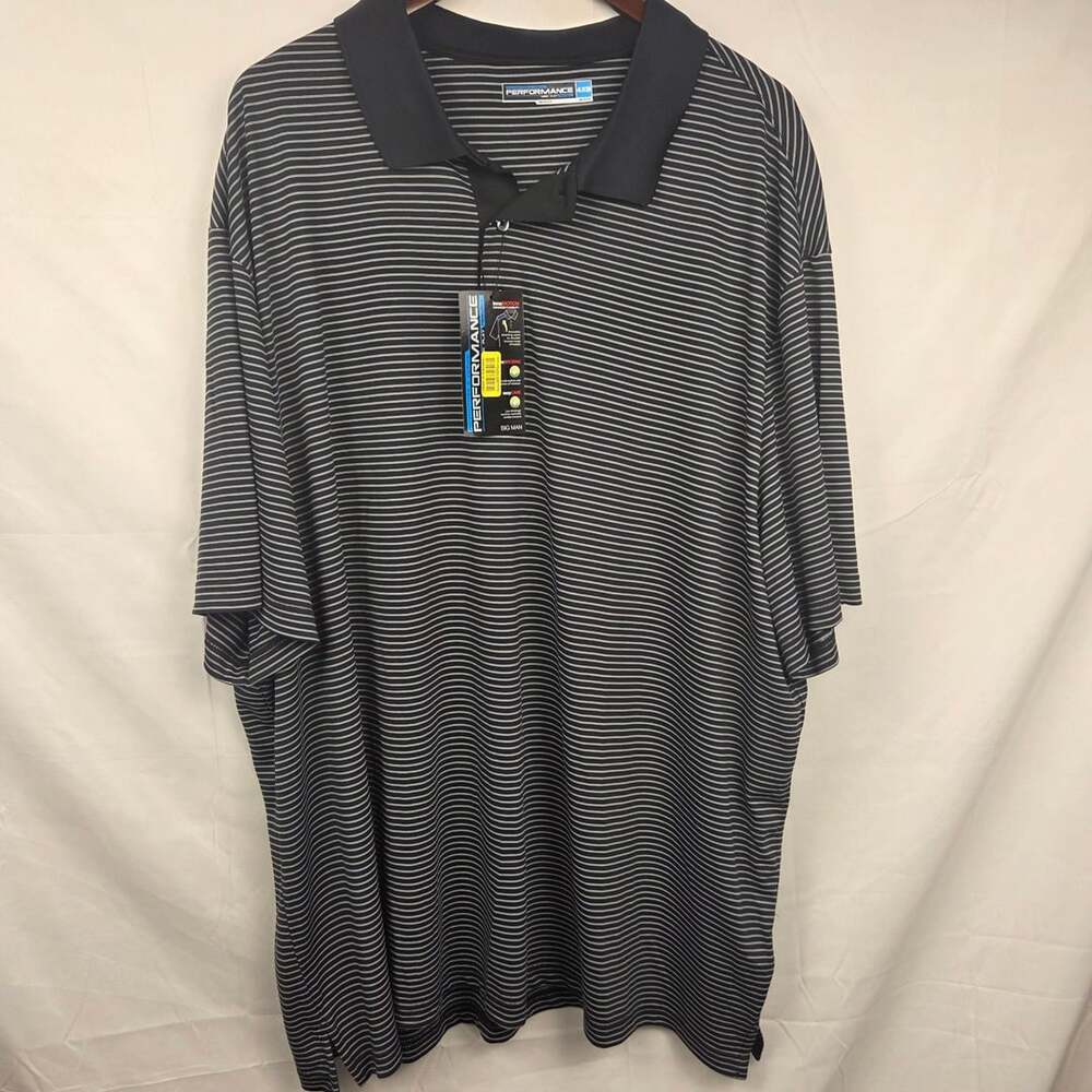 Roundtree & Yorke Performance Polo Size 4XB Black White Striped